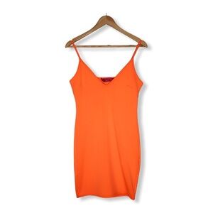 Neon Orange Scuba Mini Dress from Boohoo